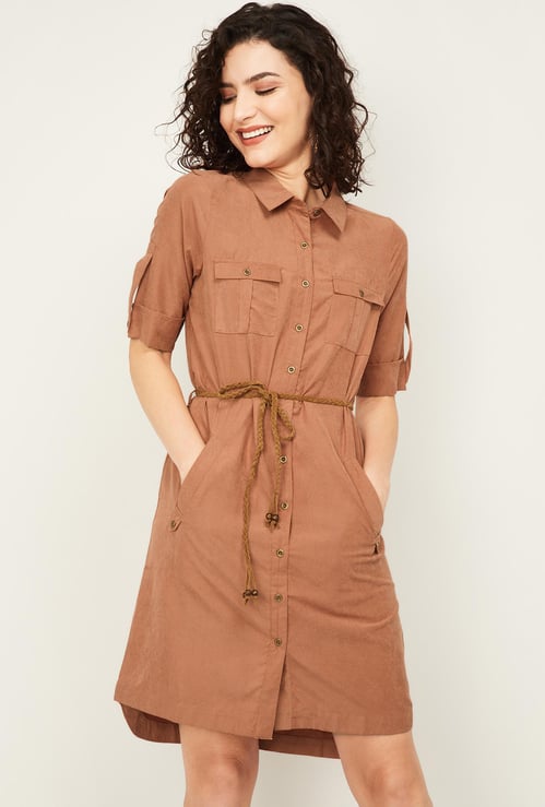 LATIN QUARTERS Women Solid Shirt Dress
