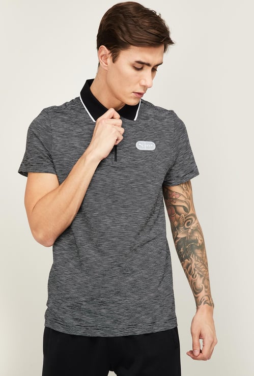 PUMA Men Striped Regular Fit Sports Polo T-shirt