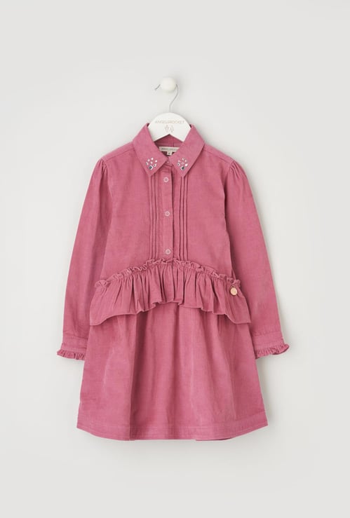 ANGEL & ROCKET Girls Embellished Woven Shirt Style Dress