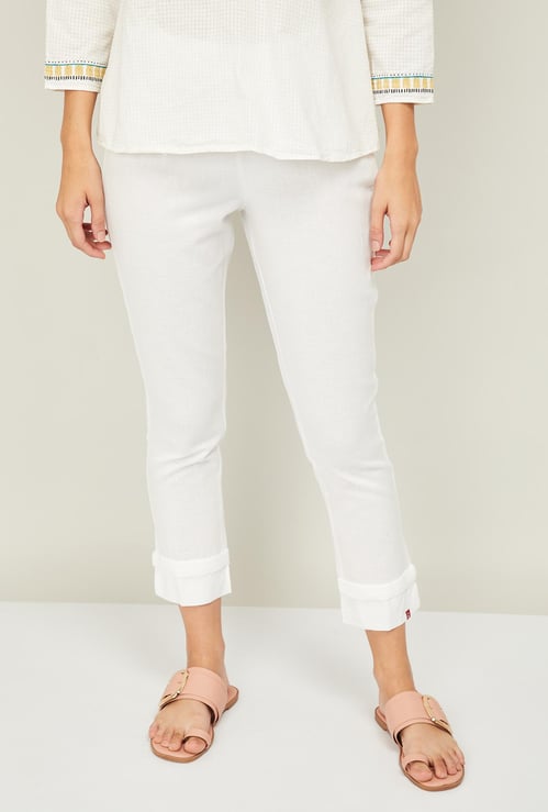 BIBA Women Solid Elasticated Straight Pants