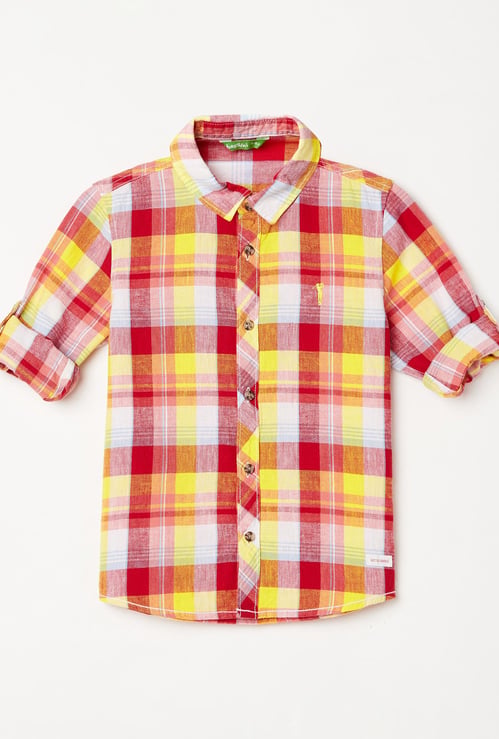BOSSINI Boys Checked Full Sleeves Casual Shirt