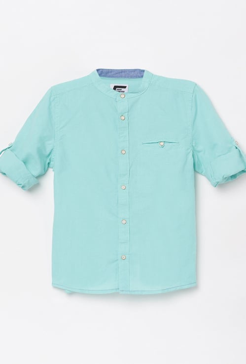 FAME FOREVER YOUNG Boys Solid Slim Fit Shirt