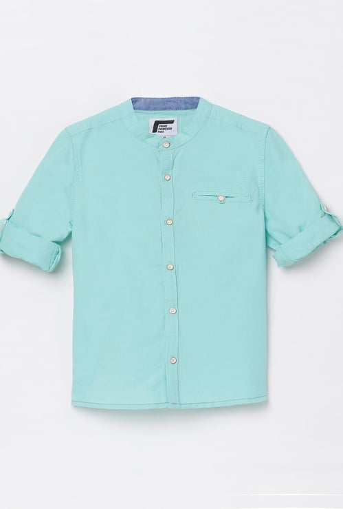 FAME FOREVER KIDS Boys Solid Slim Fit Shirt