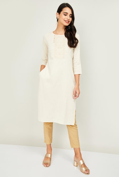 MELANGE Women Embroidered Straight Kurta
