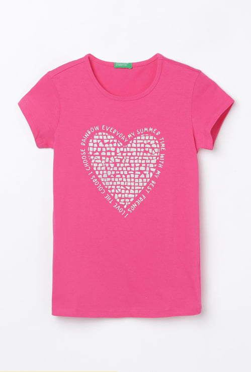 UNITED COLORS OF BENETTON Girls Printed Round Neck T-shirt