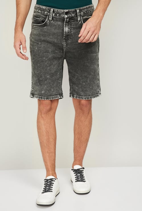 UNITED COLORS OF BENETTON Men Stonewashed Slim Fit Denim Shorts