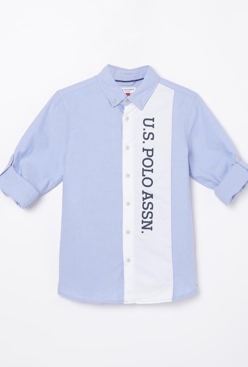 U.S. POLO ASSN. KIDS Boys Typographic Print Regular Fit Shirt