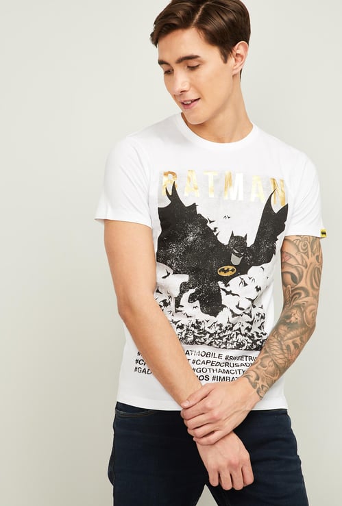 FREE AUTHORITY Men Batman Print Slim Fit Crew Neck T-shirt