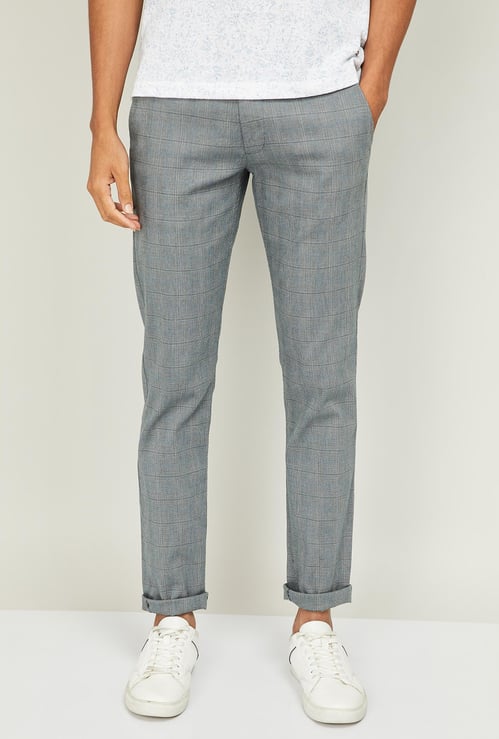 LP SPORT Men Checked Super Slim Fit Casual Trousers