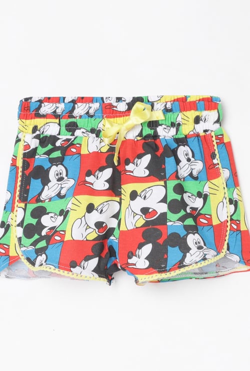 KIDSVILLE Girls Mickey Mouse Print Elasticated Shorts