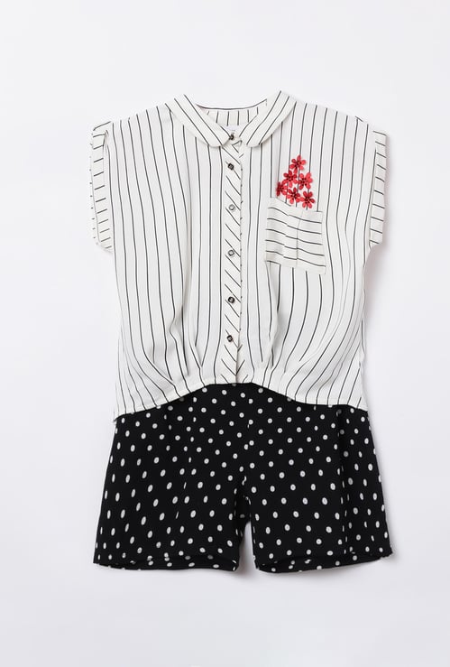 PEPPERMINT Girls Striped Top with Shorts