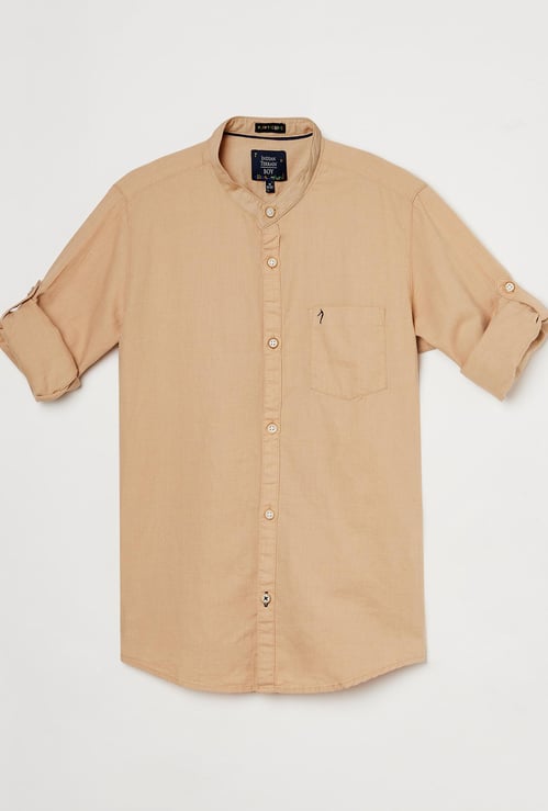 INDIAN TERRAIN Boys Solid Full Sleeves Casual Shirt