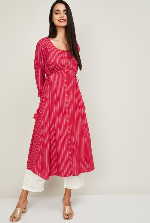 SPAN Women Printed Three-quarter Sleeves A-line Kurta
