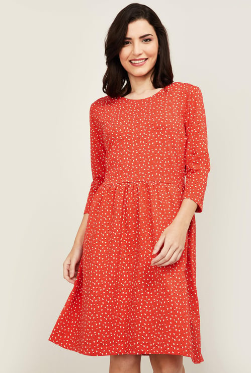 VAN HEUSEN Women Printed A-Line Dress