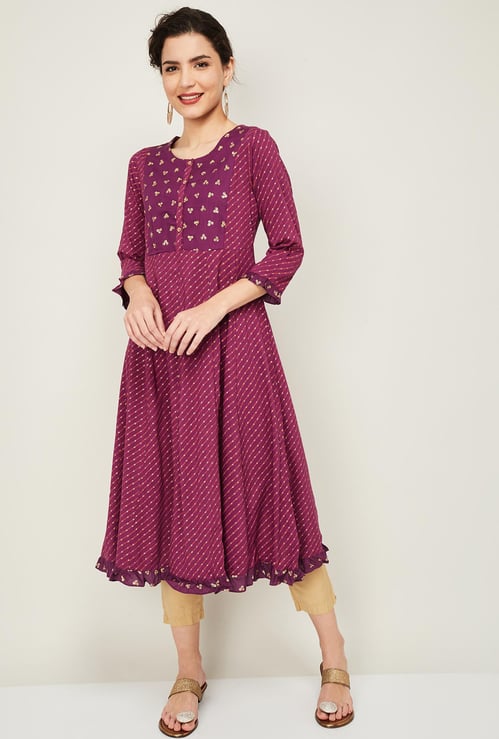 IMARA Women Striped A-line Kurta