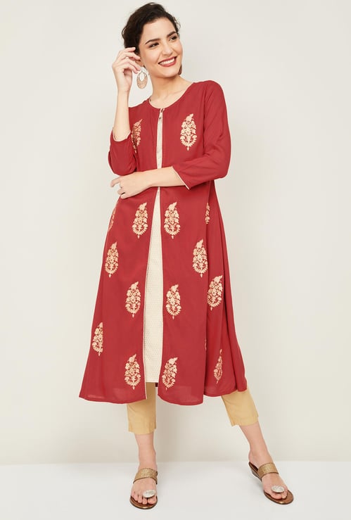 IMARA Women Printed Layered Kurta