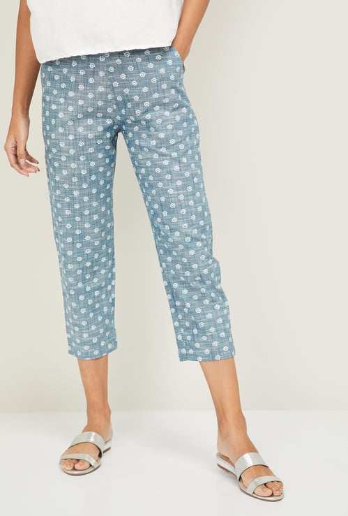 DE MOZA Women Printed Elasticated Straight Pants