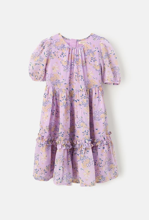 ANGEL & ROCKET Girls Floral Print Tiered Maxi Dress