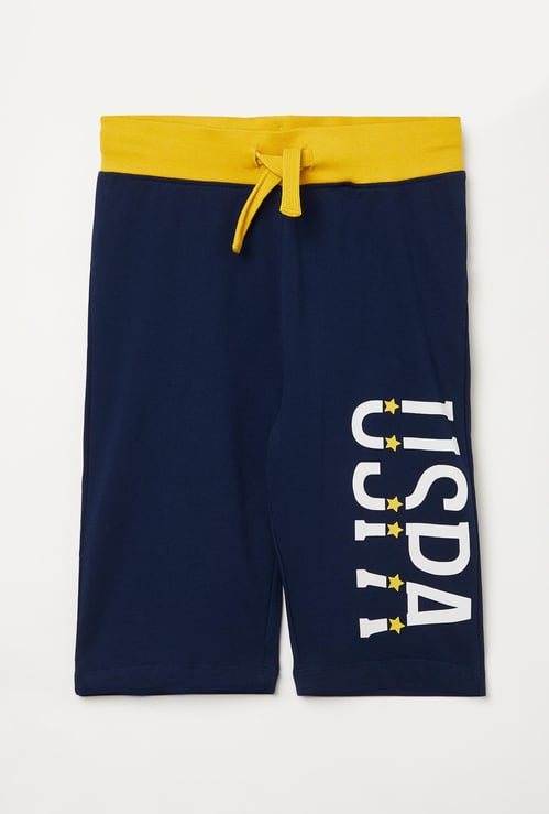 U.S. POLO ASSN. KIDS Boys Printed Knit Elasticated Shorts
