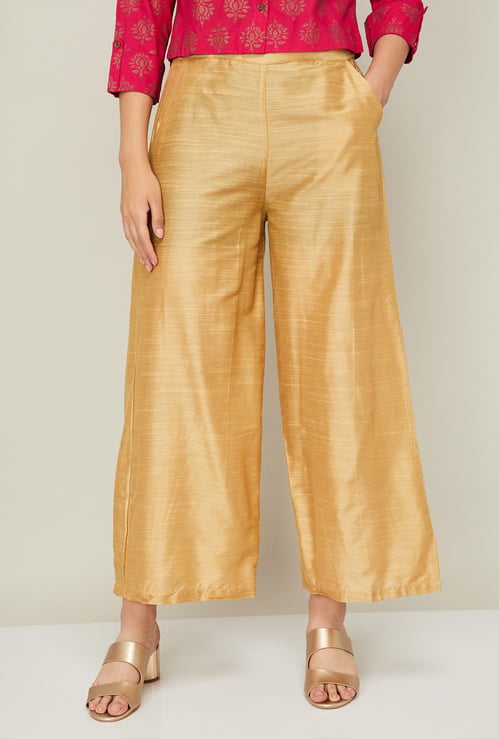 W Women Textured Elasticated Palazzos