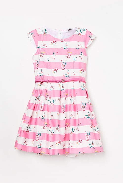 U.S. POLO ASSN. KIDS Girls Floral Print Fit and Flare Dress