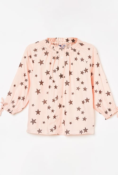 U.S. POLO ASSN. KIDS Girls Printed Round Neck Top