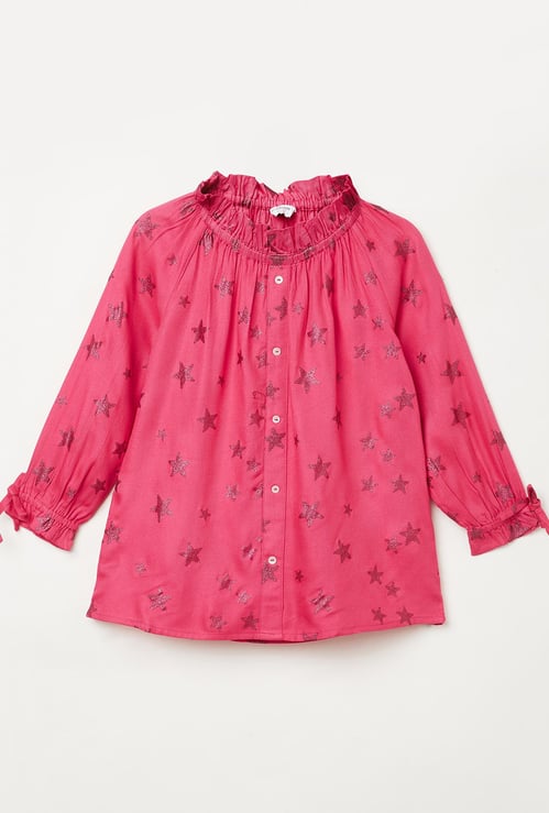 U.S. POLO ASSN. KIDS Girls Printed Round Neck Top