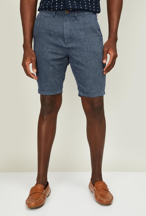 T-BASE Men Textured Regular Fit City Shorts