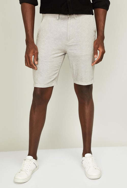 T-BASE Men Striped Regular Fit City Shorts