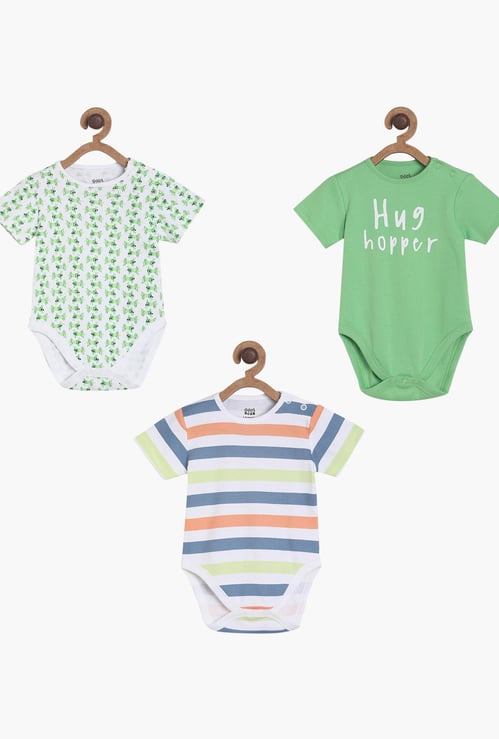 FS MINI KLUB Boys Printed Short Sleeves Romper - Set of 3