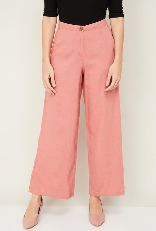 AND Women Solid Woven Flared Pants