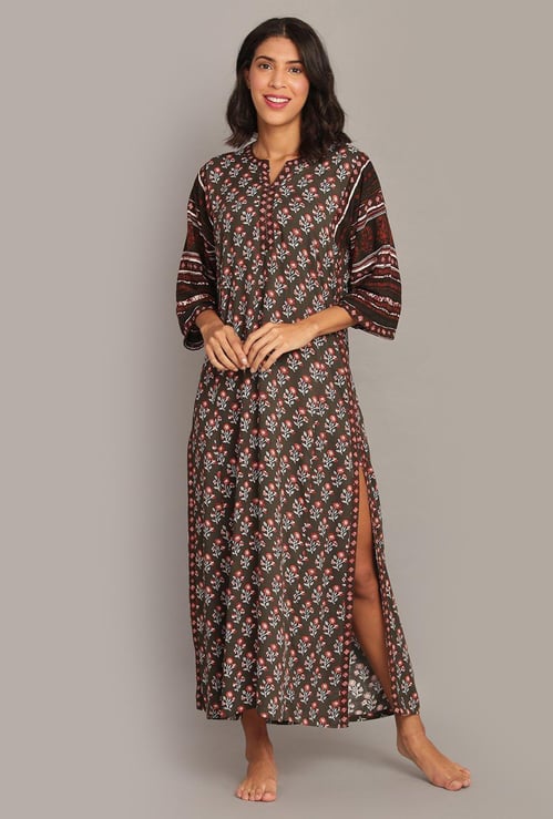 BIBA Women Printed Maxi Night Dress