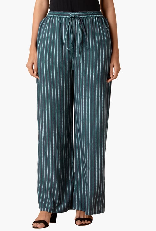 INDYA Women Striped Elasticated Palazzos