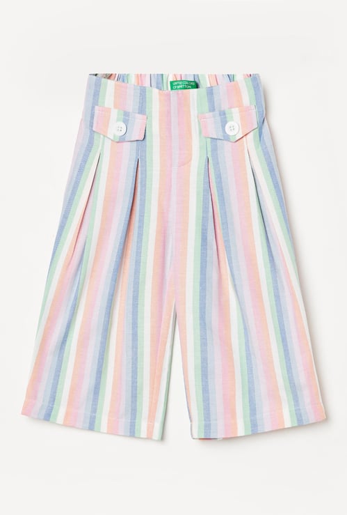 UNITED COLORS OF BENETTON Girls Striped Pleated Trousers