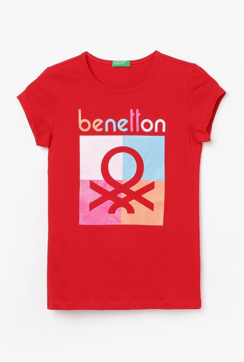UNITED COLORS OF BENETTON Girls Printed Round Neck T-shirt