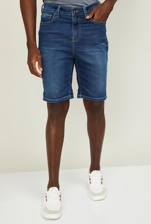 UNITED COLORS OF BENETTON Men Stonewashed Slim Fit Denim Shorts