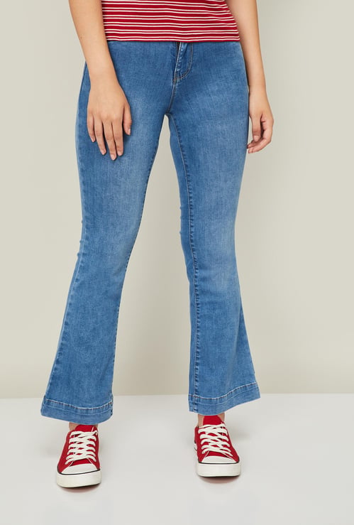 KRAUS Women Stonewashed Flared Jeans