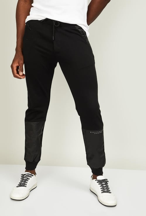 STATUS QUO Men Panelled Drawstring Waist Joggers