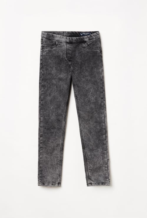 ALLEN SOLLY Girls Stonewashed Skinny Fit Jeggings