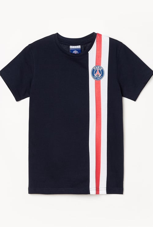 PARIS SAINT GERMAIN F.C. Boys Striped Crew Neck T-shirt