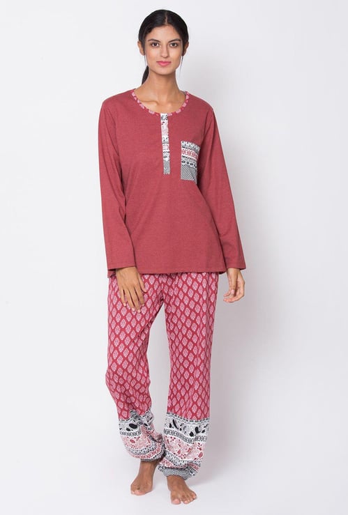 BIBA Women Printed Lounge T-shirt with Pants