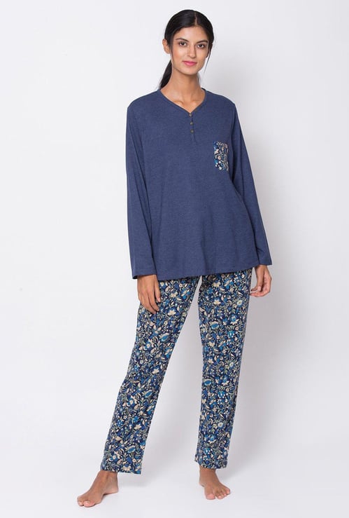 BIBA Women Lounge Top with Printed Pyjama