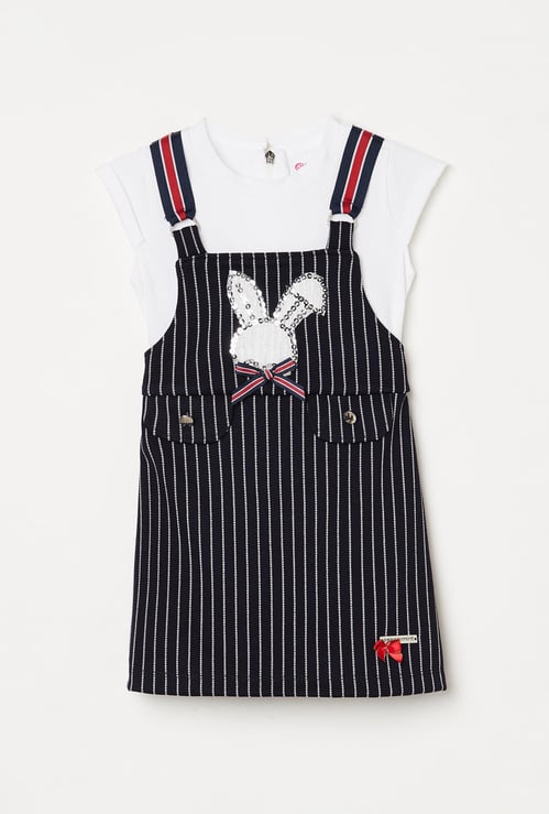 PEPPERMINT Girls Sequin Embellished Dungarees with Top