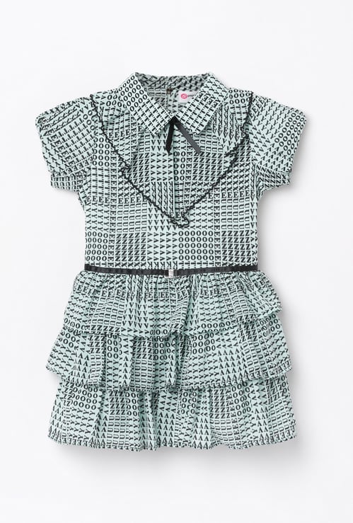 PEPPERMINT Girls Printed Tiered A-Line Dress