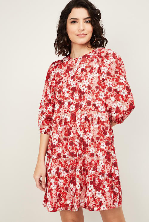 FABALLEY Women Floral Print Shift Dress
