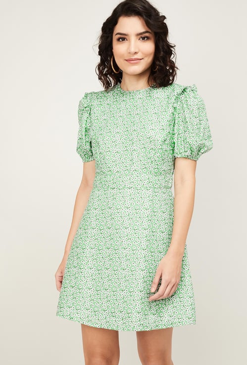 FABALLEY Women Floral Print Skater Dress