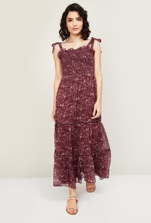 FABALLEY Printed Tiered Maxi Dress