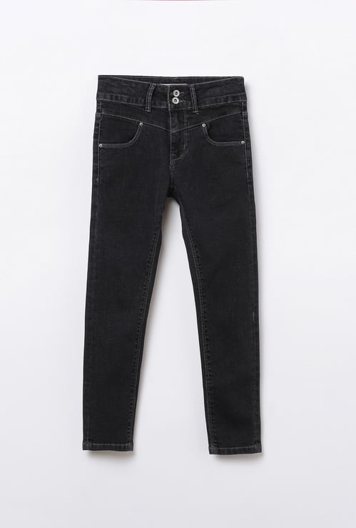 LEE COOPER JUNIORS Girls Medium-Washed Regular Fit Jeans