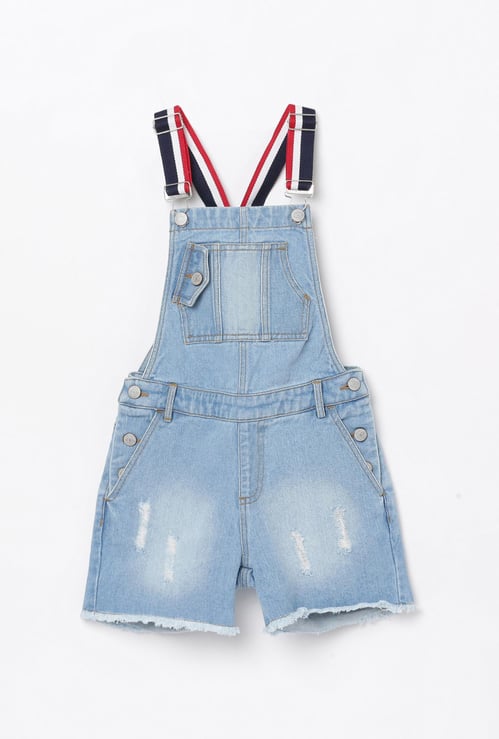 US POLO KIDS Girls Light-Washed Denim Dungarees