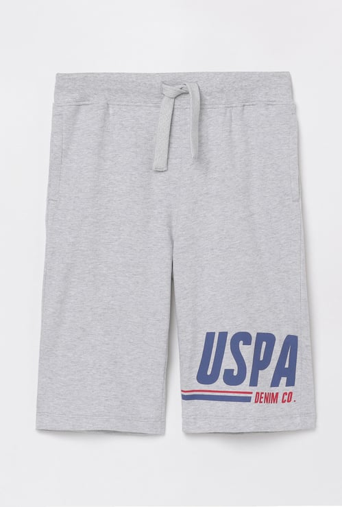 U.S. POLO ASSN. KIDS Boys Printed Knitted Elasticated Shorts